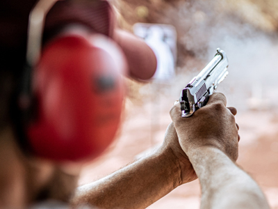 Man shooting a pistol